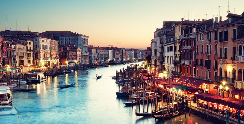 Photographie de la ville de Venise et couché de soleil, Italie