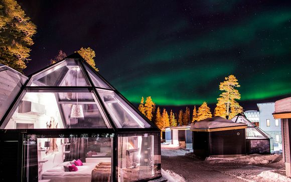Auroras boreales y Glass Igloo