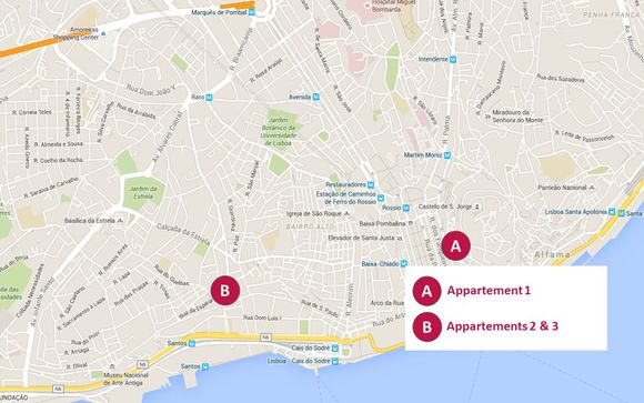 La localisation géographique des 3 appartements