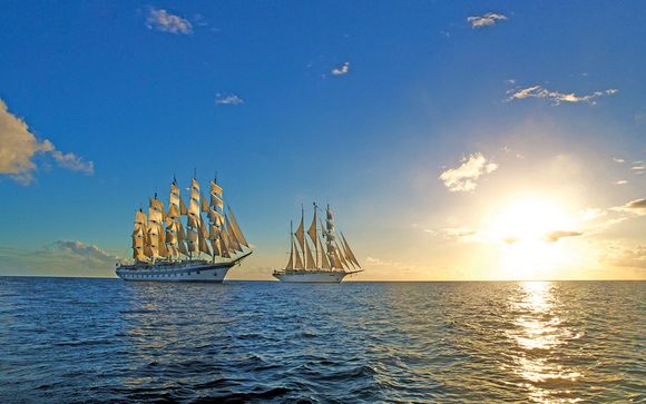 Bateau Pirate Sous Voile Dans L'océan île Trésor Palmiers